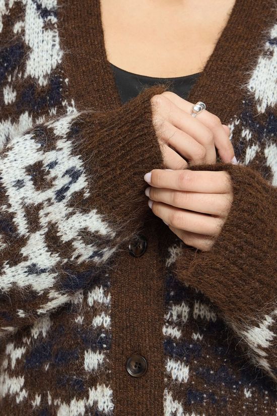 Ichi Cardigan Bayana Ca Coffee Bean Spotted