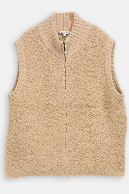 Tom Tailor Cardigan Bouclé Vest With Zipper Gravel Beige Melange