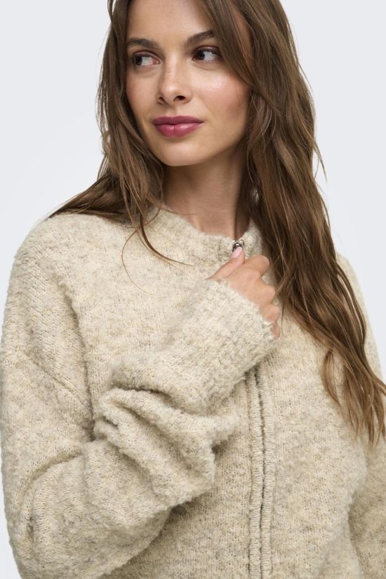 Only Cardigan Bouble Peyote Detail:Mel/Silver Pearl Zip