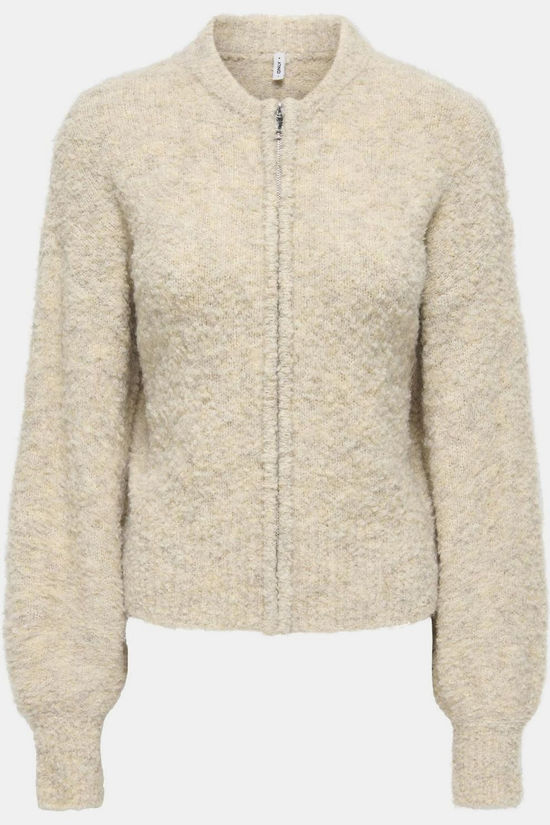 Only Cardigan Bouble Peyote Detail:Mel/Silver Pearl Zip