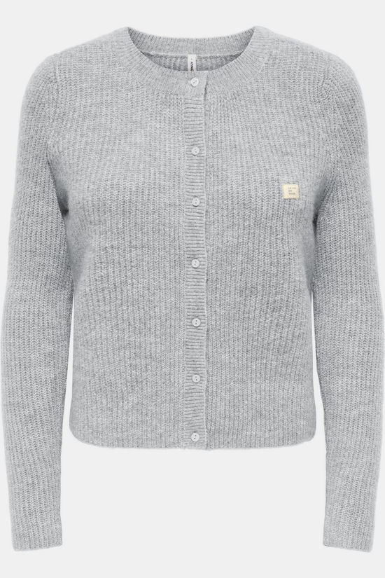 Only Cardigan Vigga Light Grey Melange Detail:Fmop Button
