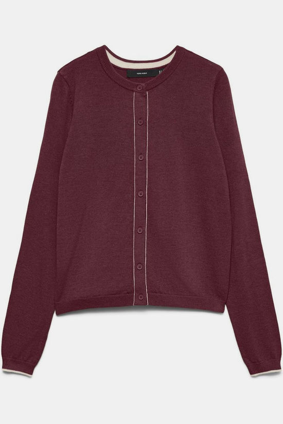 Vero Moda Cardigan Lybbi Windsor Wine Detail:Birch Contrast