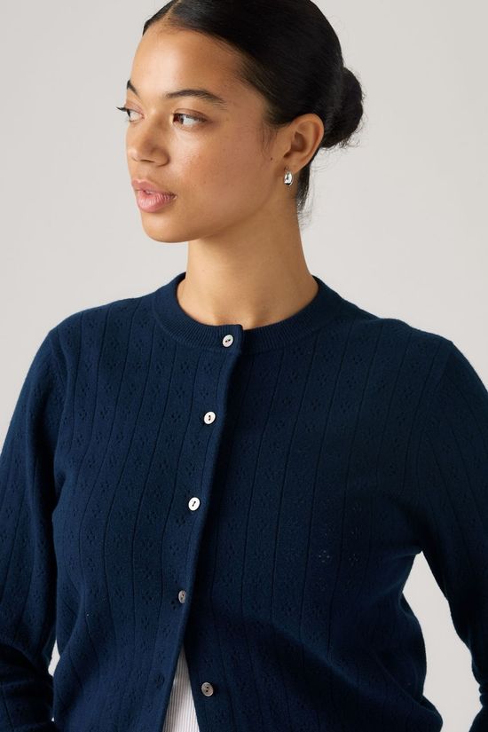 Levi's Cardigan Super Soft Crewneck Cardi Pointelle Navy Blazer