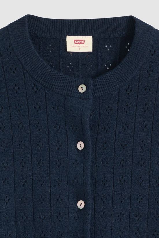 Levi's Cardigan Super Soft Crewneck Cardi Pointelle Navy Blazer