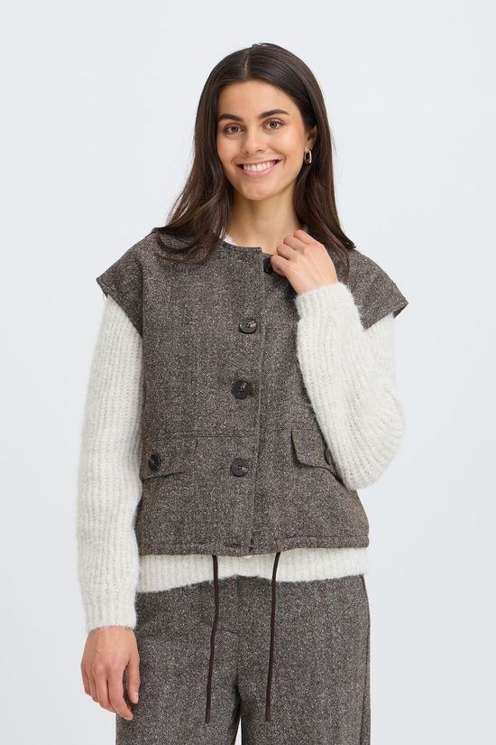 Fransa Blazer Vea Hot Fudge Herringbone