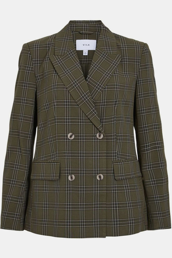 Vila Blazer Mejsa Check Forest Night Checks:Black / Birch