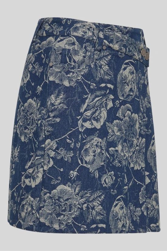 MSCH Copenhagen Rok Tita Skirt Mid Blue Flower
