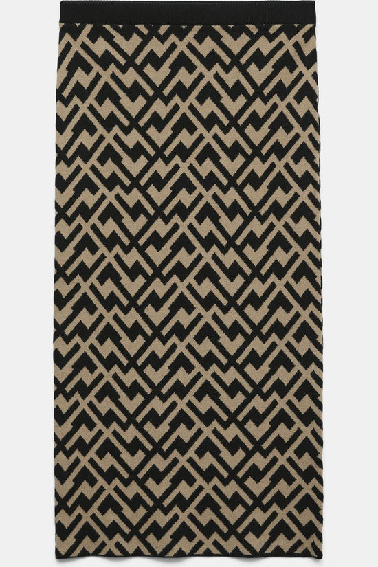 Vero Moda Jupe Aria Art Nw Pencil Rep Black Detail:W. Silver Mink Leo Print