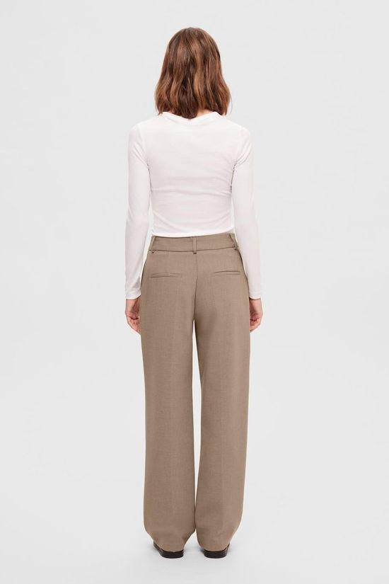 Selected Broek Rita Camel Detail:Melange