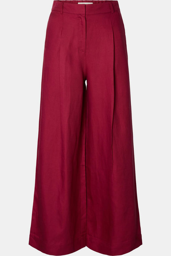 Selected Pantalon Lyra Wide Linen Anemone