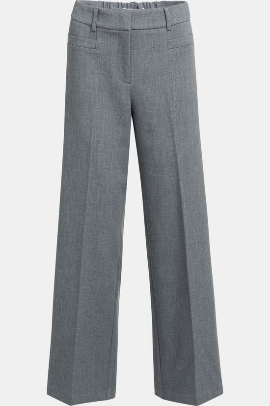 Yaya Pantalon Woven Mid Waist Straight Leg With Seam De Anthracite Melange