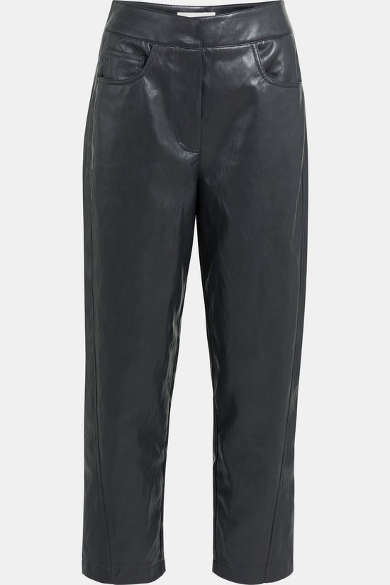 Yaya Pantalon Faux Leather Carrot With Seam Hole Black