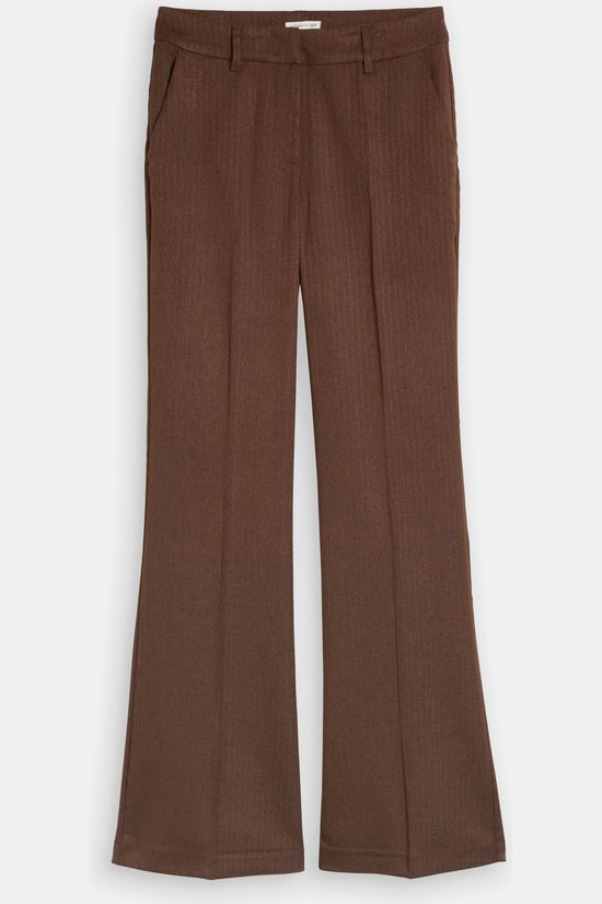 Tom Tailor Broek Melange Wool Kick Flare Camel Black Melange