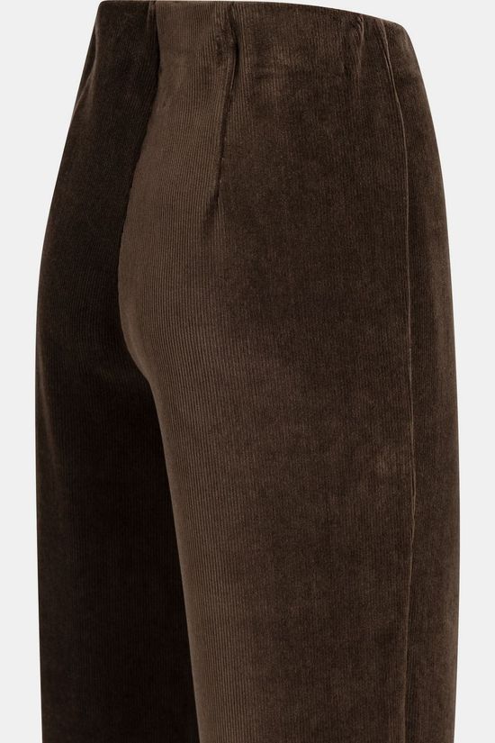 Yaya Broek Jersey Rib Velours Wide Leg Trousers Delicioso Brown