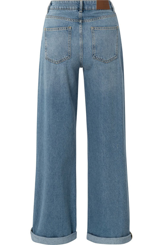 Yaya Jeans Loose Denim W. Roll-Up Blue Denim