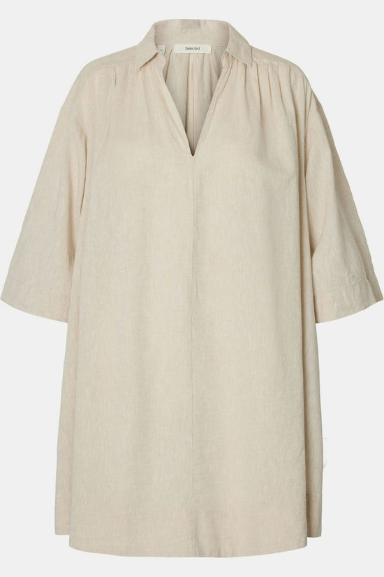 Selected Jurk Luisa-Talia Linen Sandshell