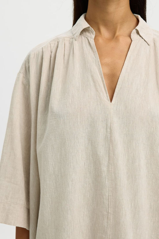 Selected Jurk Luisa-Talia Linen Sandshell