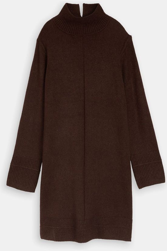 Tom Tailor Jurk Cosy Dress With Mockneck Java Dark Brown Melange