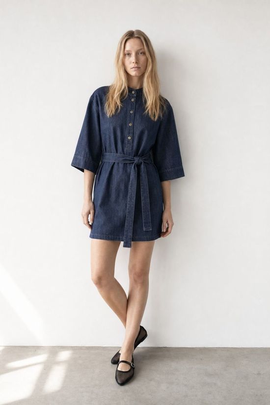 Vila Jurk Sabrina Dark Blue Denim