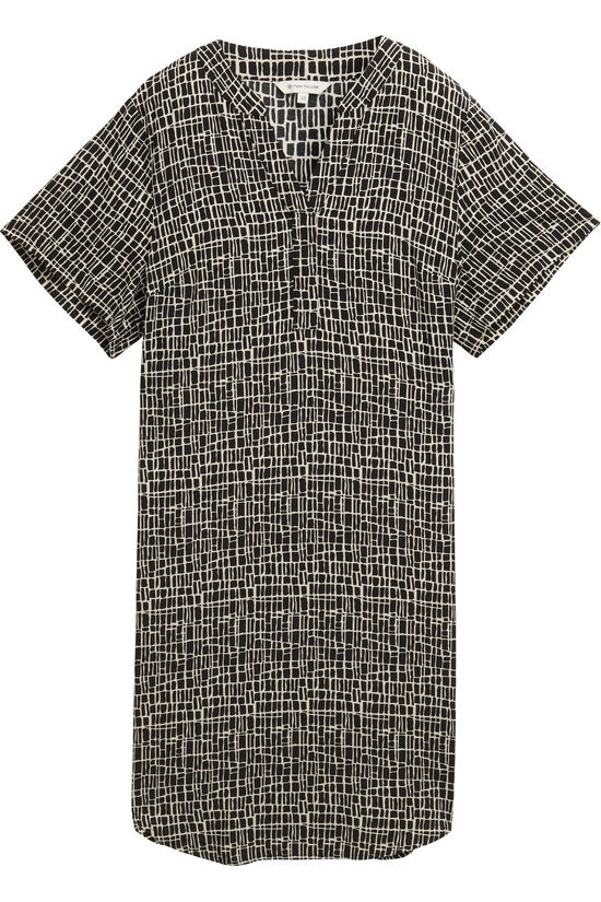 Tom Tailor Jurk Easy Shape Abstract Black Grid Design