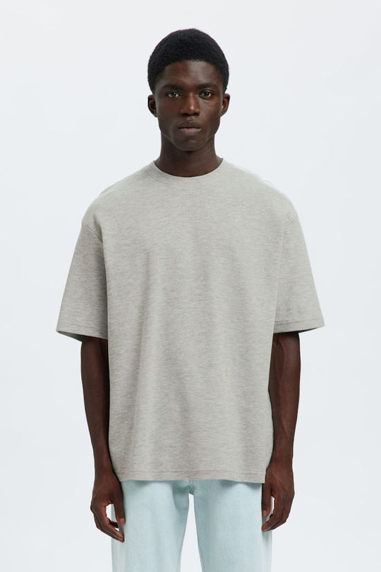 Selected T-Shirt Looseoscar Light Grey Melange