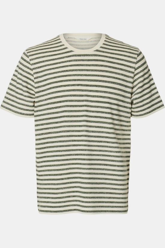 Selected T-Shirt Kevin Stripe Egret
