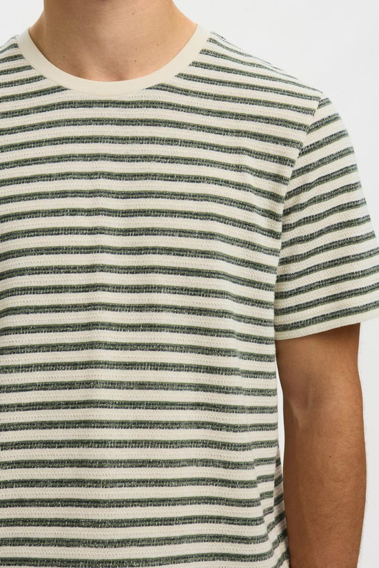 Selected T-Shirt Kevin Stripe Egret