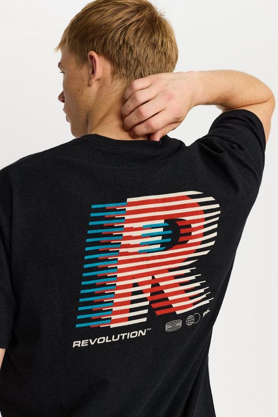 Revolution T-Shirt 1459 Lin Black-Melange
