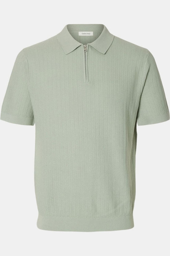 Selected Polo Cran Structure Zip Aqua Gray