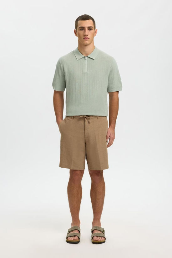 Selected Polo Cran Structure Zip Aqua Gray