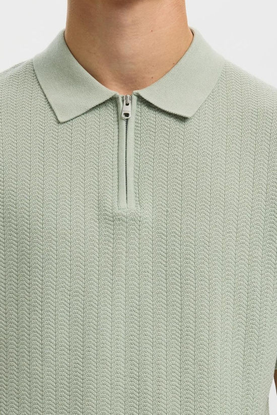 Selected Polo Cran Structure Zip Aqua Gray
