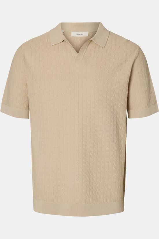 Selected Polo Mattis Struc Open Oatmeal