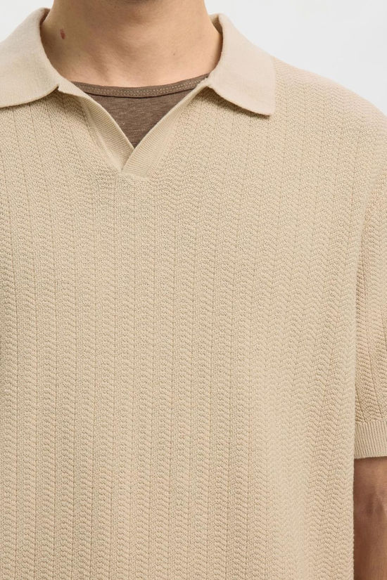 Selected Polo Mattis Struc Open Oatmeal