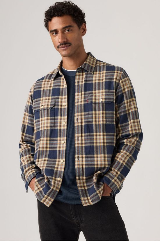 Levi's Chemise Jackson Worker Bryn Plaid Sargasso Sea Herringbone