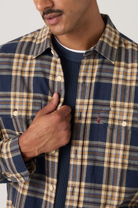 Levi's Chemise Jackson Worker Bryn Plaid Sargasso Sea Herringbone