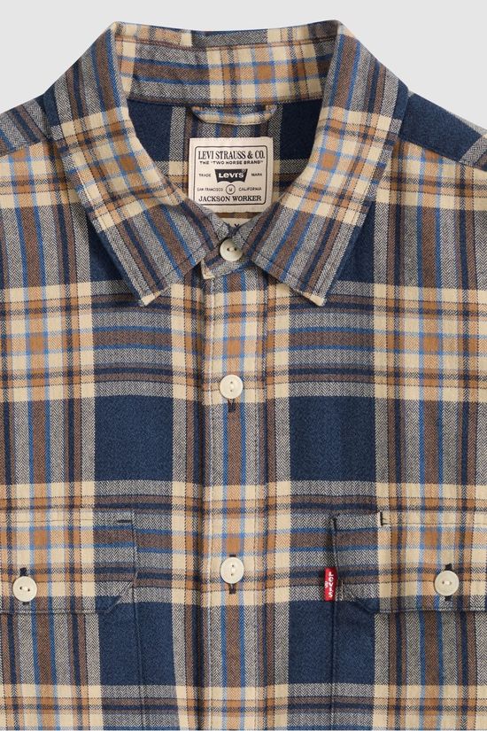 Levi's Chemise Jackson Worker Bryn Plaid Sargasso Sea Herringbone