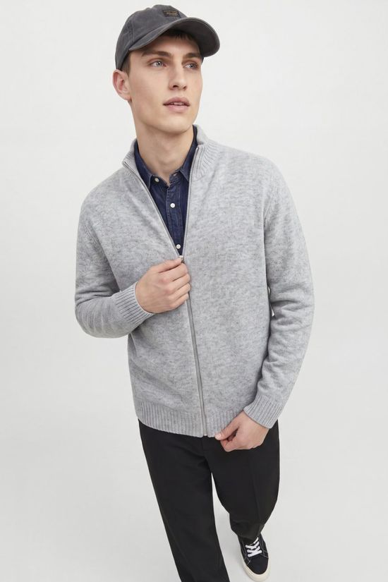 Jack & Jones Polaire Soho Ollie Knit High Neck Zip Car Light Grey Melange