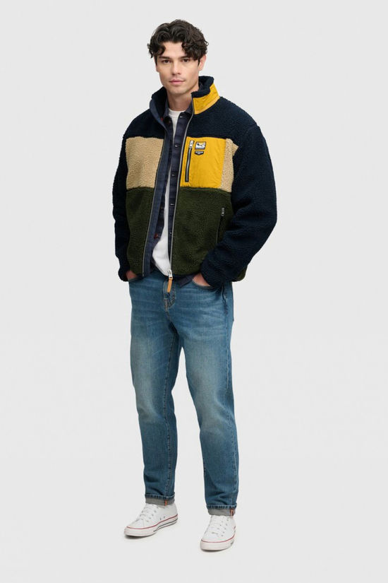 Superdry Polaire Colour Block Retro Zip Fleece Eclipse Navy Mix