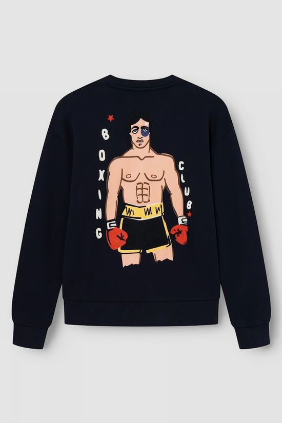 Antwrp Pull Boxing Champ Backprint Sweat Ink Blue