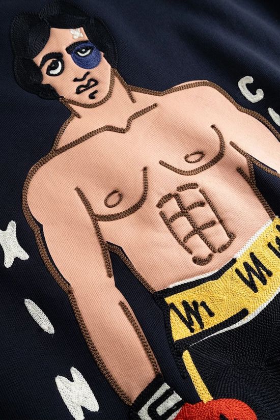 Antwrp Pull Boxing Champ Backprint Sweat Ink Blue