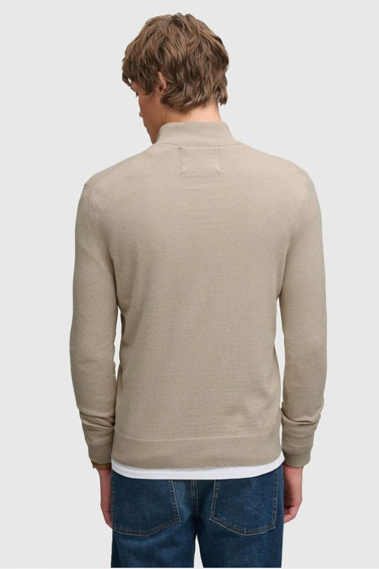 Superdry Pull Essential Lightweight Wool Blend Half Zip Jumper Barley Marl