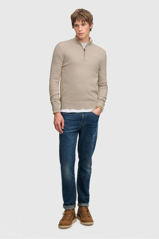 Superdry Pull Essential Lightweight Wool Blend Half Zip Jumper Barley Marl