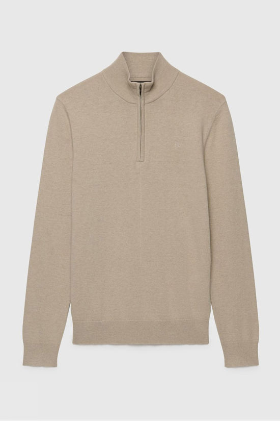 Superdry Pull Essential Lightweight Wool Blend Half Zip Jumper Barley Marl