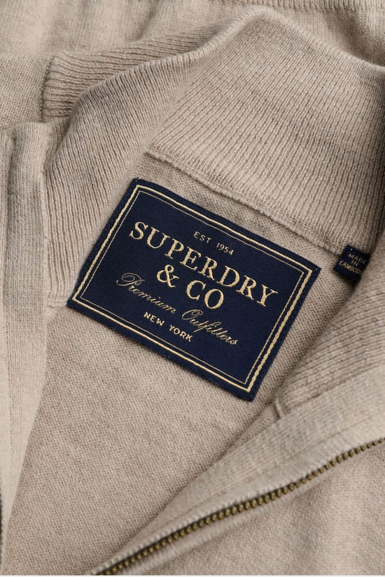 Superdry Pull Essential Lightweight Wool Blend Half Zip Jumper Barley Marl