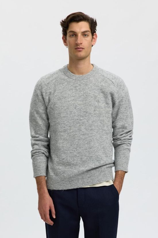 Selected Trui rai Crew Light Grey Melange