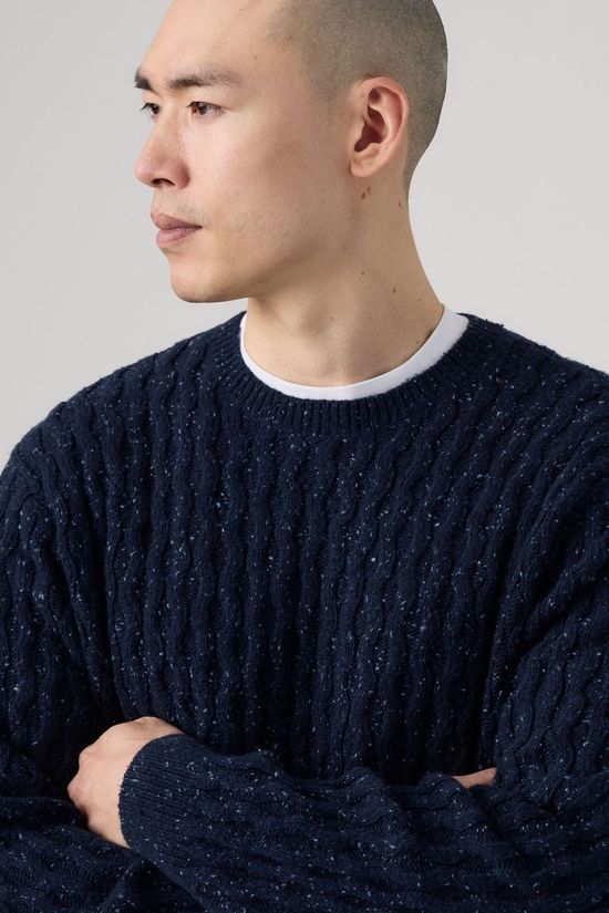 Levi's Pull Presidio Crew Cable Neps Navy Blazer Cable Stitch
