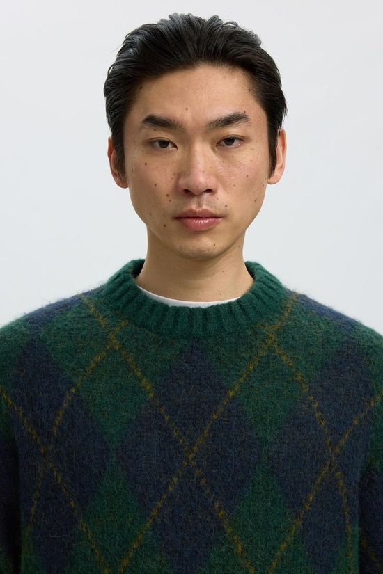 Selected Pull Slmrai Argyle Crew Neck Pine Grove