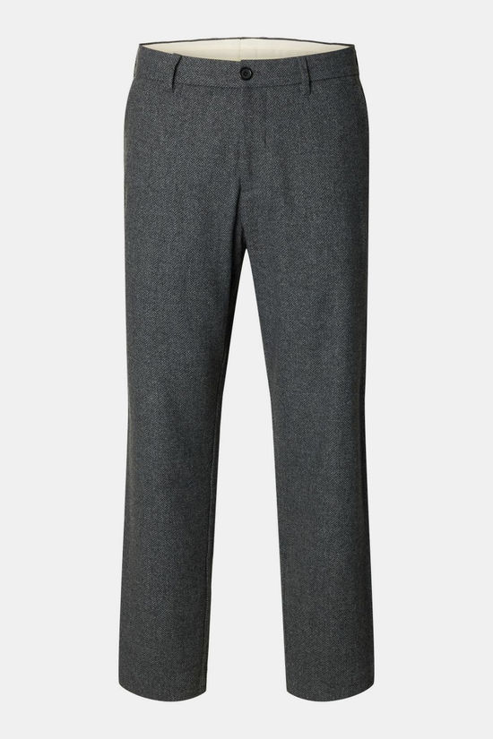 Selected Broek Slm190-Reg Tape Luke Wool Blend Design Dark Grey