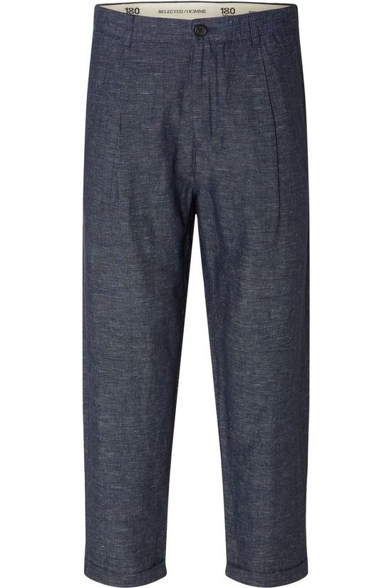 Selected Pantalon Slh180-Relaxed Crop Ron Pleat Navy Blazer