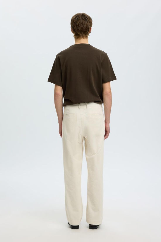 Selected Pantalon Slm220-Loose Luke Corduroy Egret